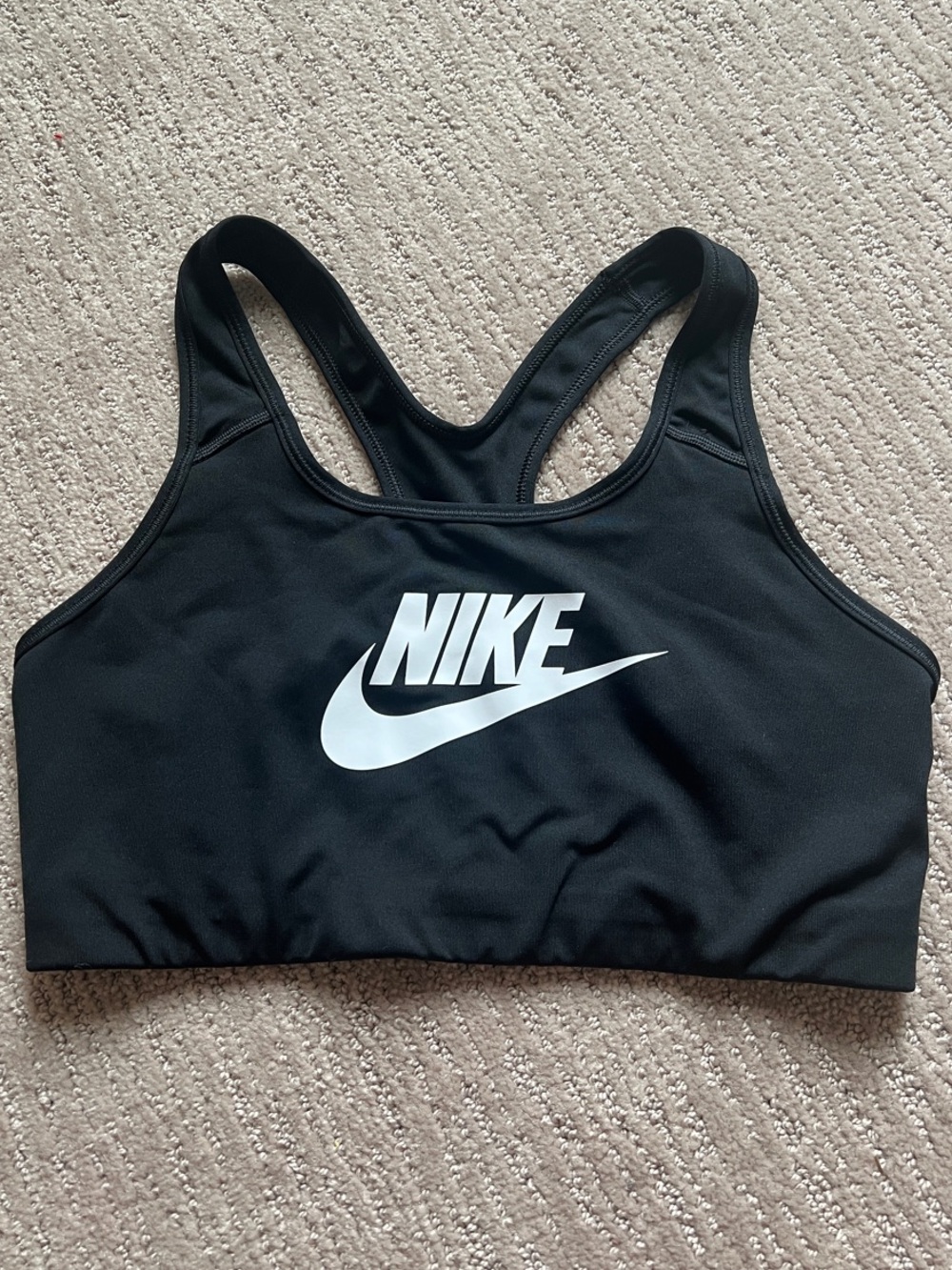 NIKE | Black and White Dri-Fit Racerback Sports Bra Size L